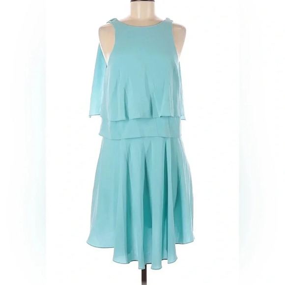 Tibi Turquoise Multilayered Cocktail Dress - Picture 2 of 11